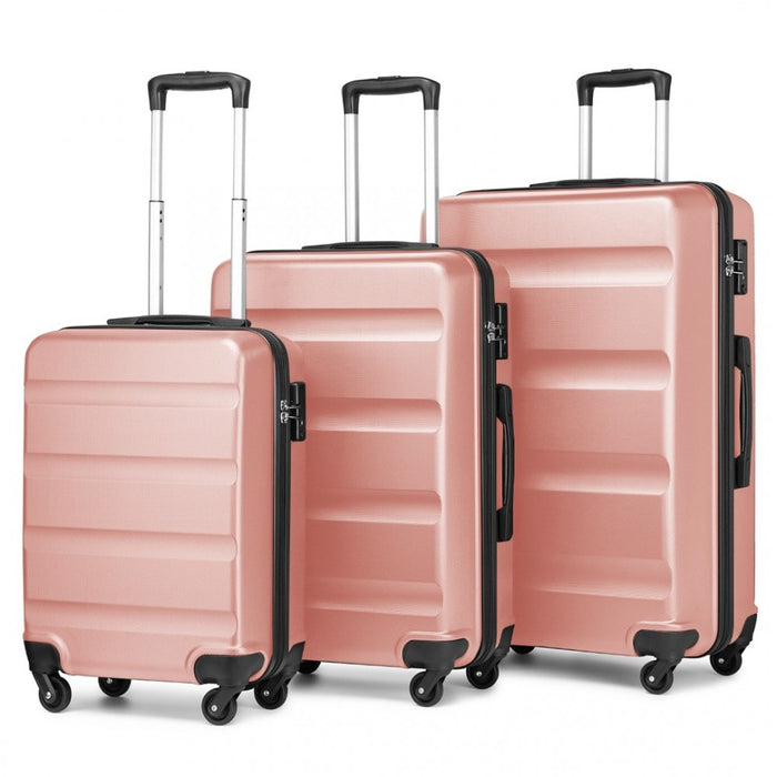 3-Piece Lightweight ABS Hard Shell Suitcase Set – 19, 24, 28-Inch with Secure TSA Lock – Nude