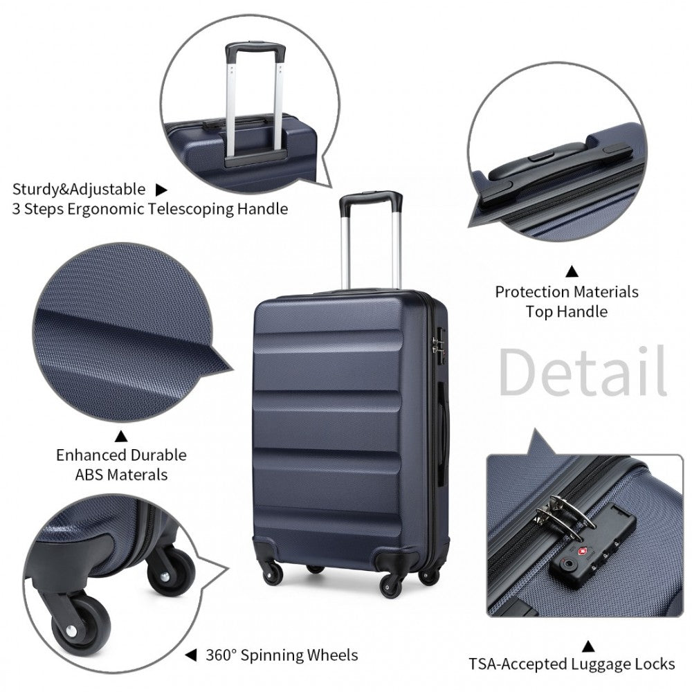 Check-In Luggage – 24-Inch – Streamlined ABS Hard Shell Suitcase with Secure TSA Lock – Navy