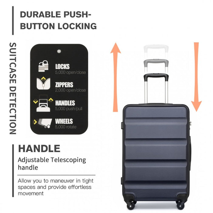 3-Piece Lightweight ABS Hard Shell Suitcase Set – 19, 24, 28-Inch with Secure TSA Lock – Navy