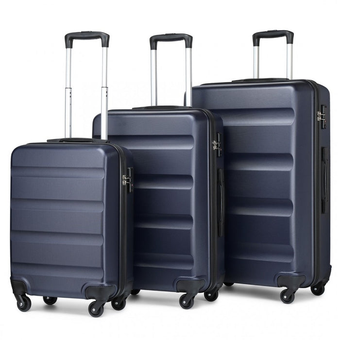 3-Piece Lightweight ABS Hard Shell Suitcase Set – 19, 24, 28-Inch with Secure TSA Lock – Navy