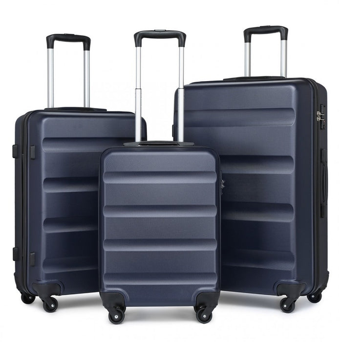 3-Piece Lightweight ABS Hard Shell Suitcase Set – 19, 24, 28-Inch with Secure TSA Lock – Navy