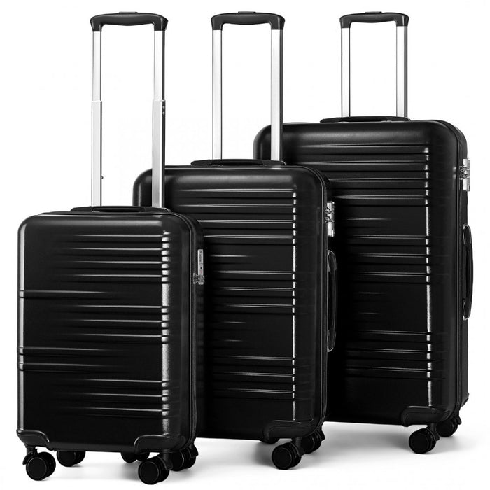 3-Piece Polycarbonate and ABS Hard Shell Suitcase Set with TSA Lock – Black