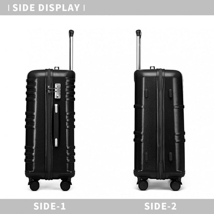 3-Piece Polycarbonate and ABS Hard Shell Suitcase Set with TSA Lock – Black