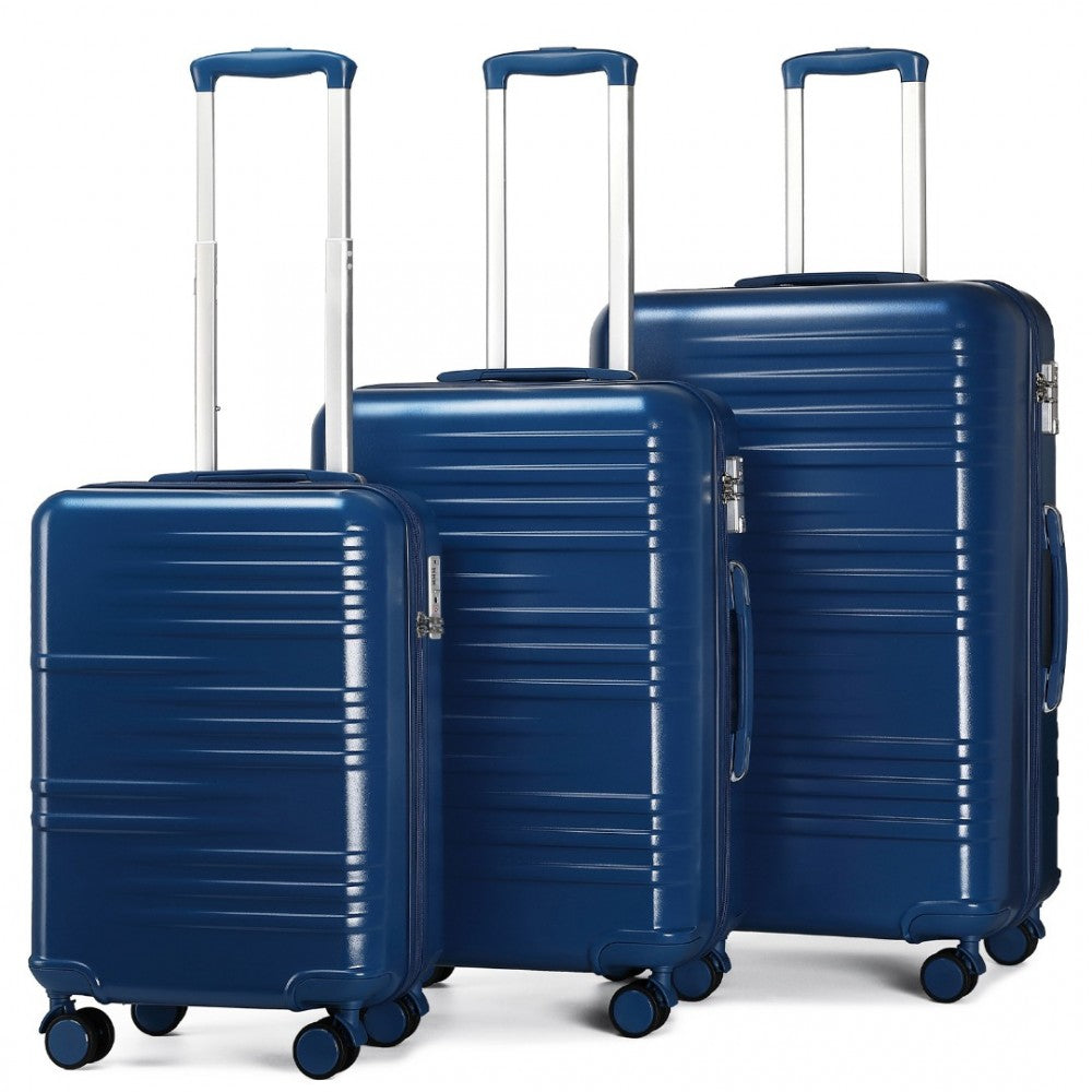 3-Piece Polycarbonate and ABS Hard Shell Suitcase Set with TSA Lock – Navy