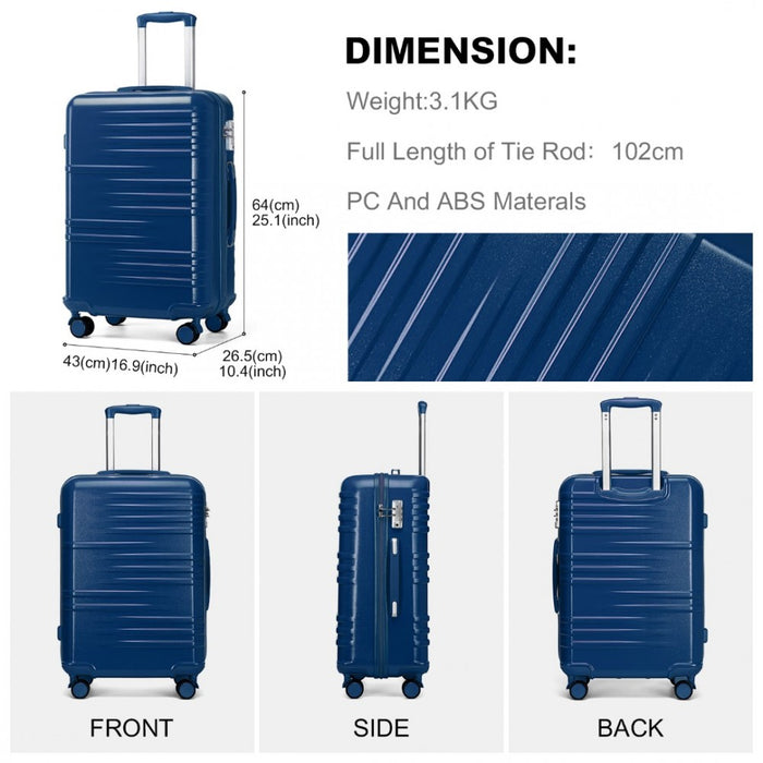 Polycarbonate and ABS Hard Shell Suitcase with TSA Lock – 24-Inch – K2391L – Navy