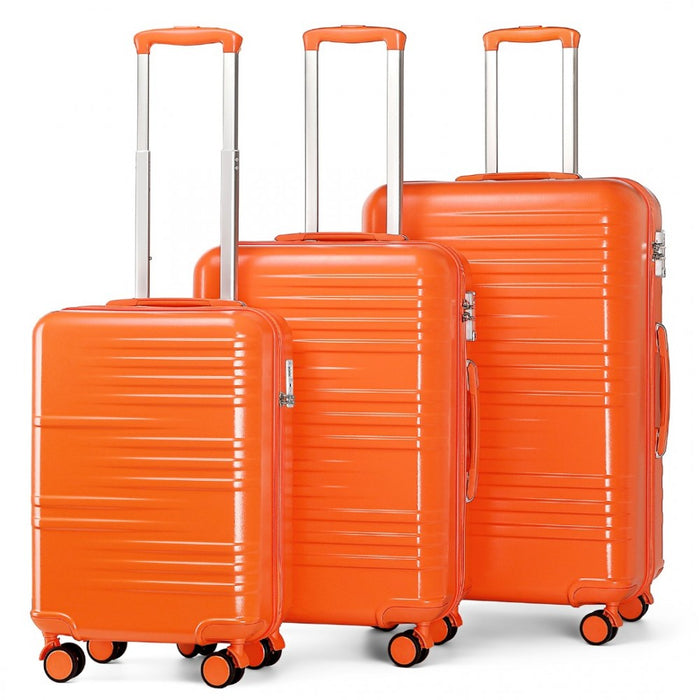3-Piece Polycarbonate and ABS Hard Shell Suitcase Set with TSA Lock – Orange