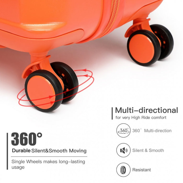 3-Piece Polycarbonate and ABS Hard Shell Suitcase Set with TSA Lock – Orange