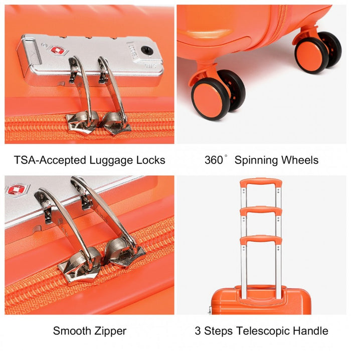 3-Piece Polycarbonate and ABS Hard Shell Suitcase Set with TSA Lock – Orange