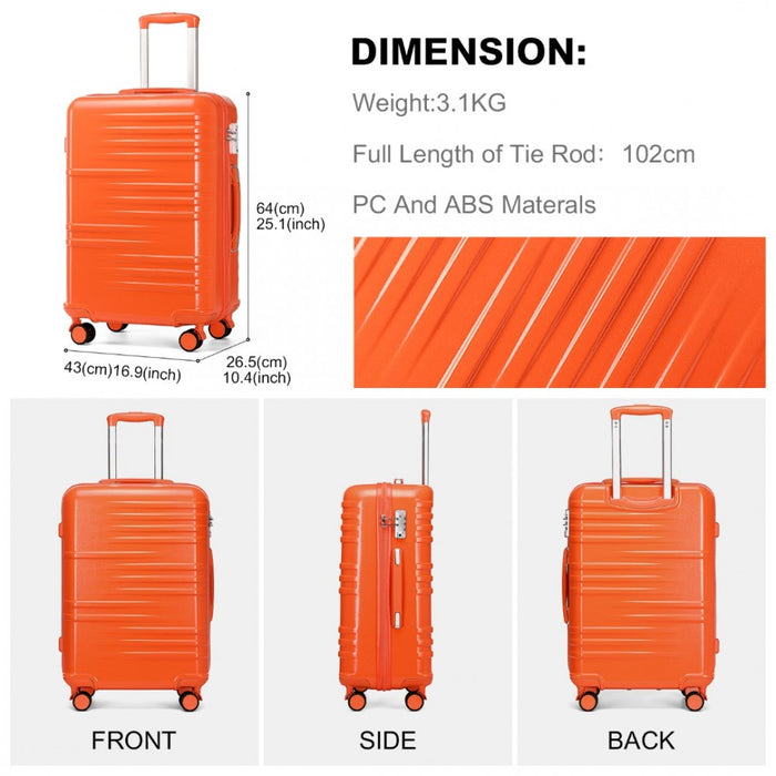 Polycarbonate and ABS Hard Shell Suitcase with TSA Lock – 24-Inch – K2391L – Orange