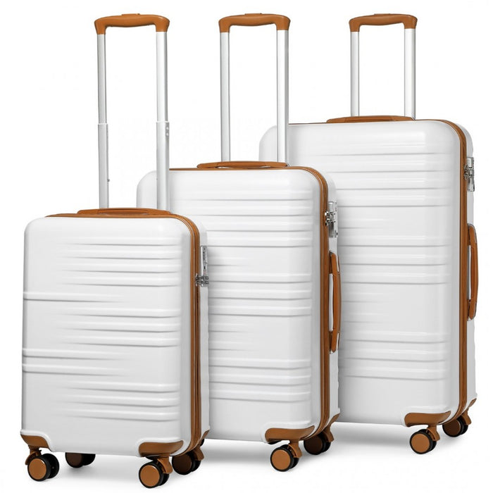 3-Piece Polycarbonate and ABS Hard Shell Suitcase Set with TSA Lock – White