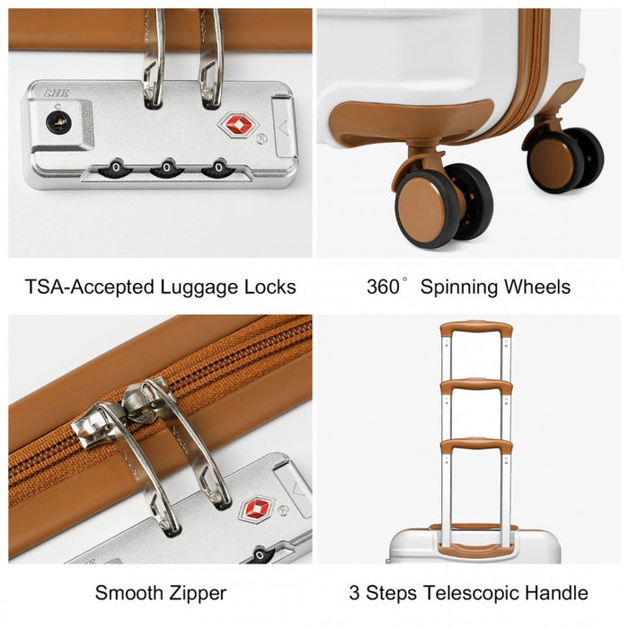 Polycarbonate and ABS Hard Shell Suitcase with TSA Lock – 24-Inch – K2391L – White