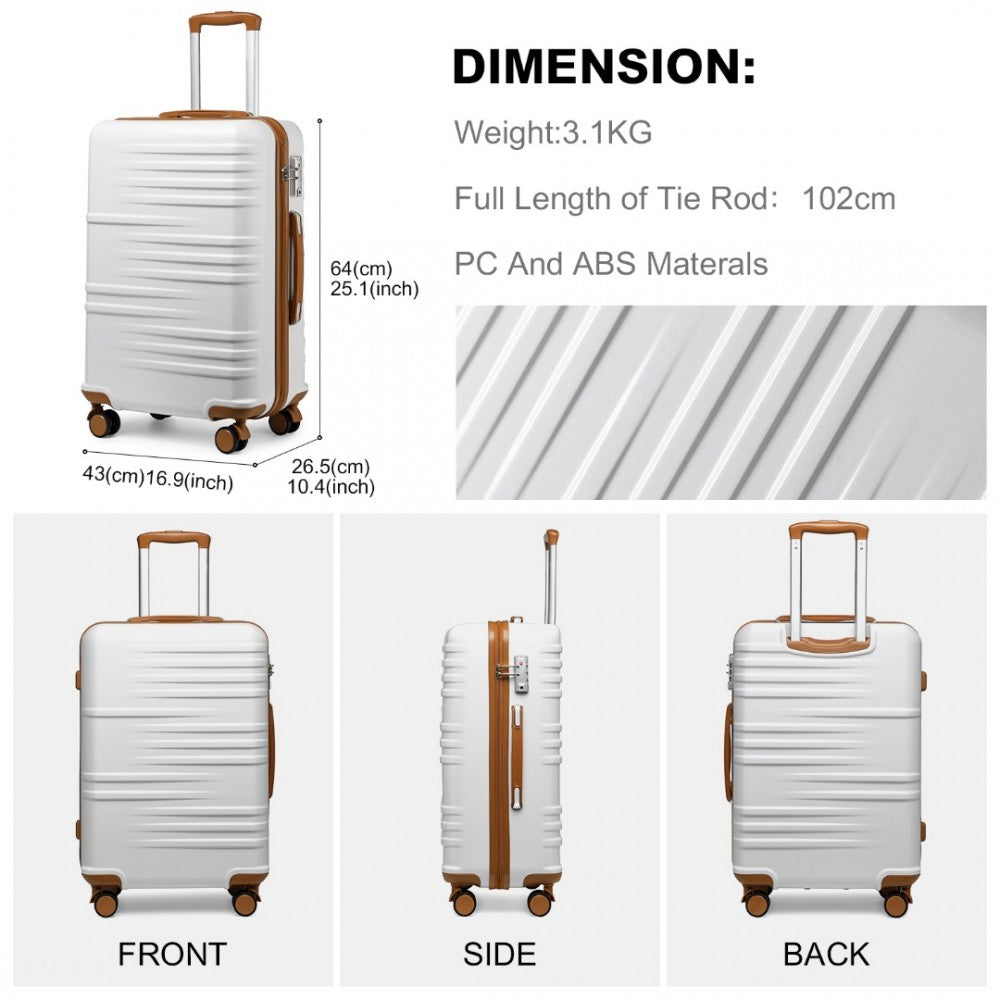 Polycarbonate and ABS Hard Shell Suitcase with TSA Lock – 24-Inch – K2391L – White