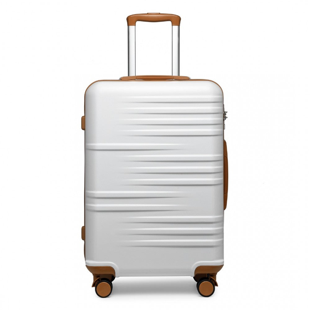 Polycarbonate and ABS Hard Shell Suitcase with TSA Lock – 24-Inch – K2391L – White