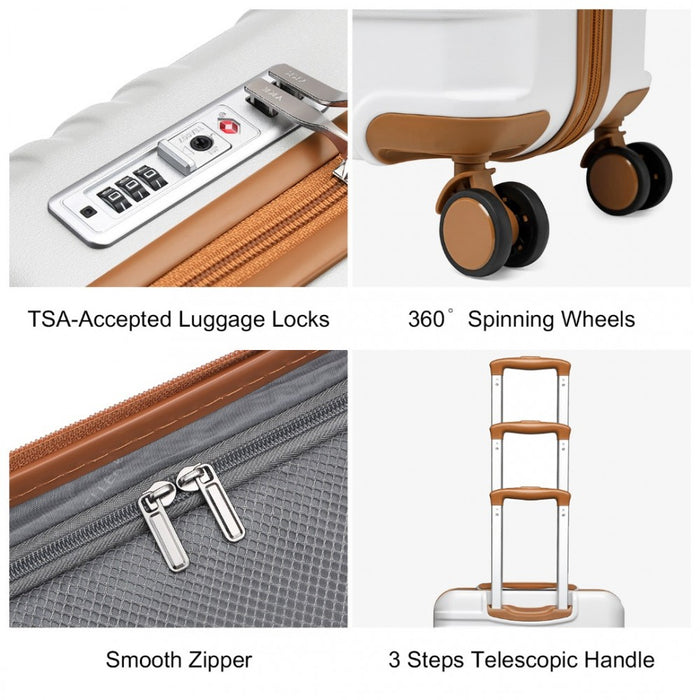Polycarbonate and ABS Hard Shell Suitcase with TSA Lock – 20-Inch – White