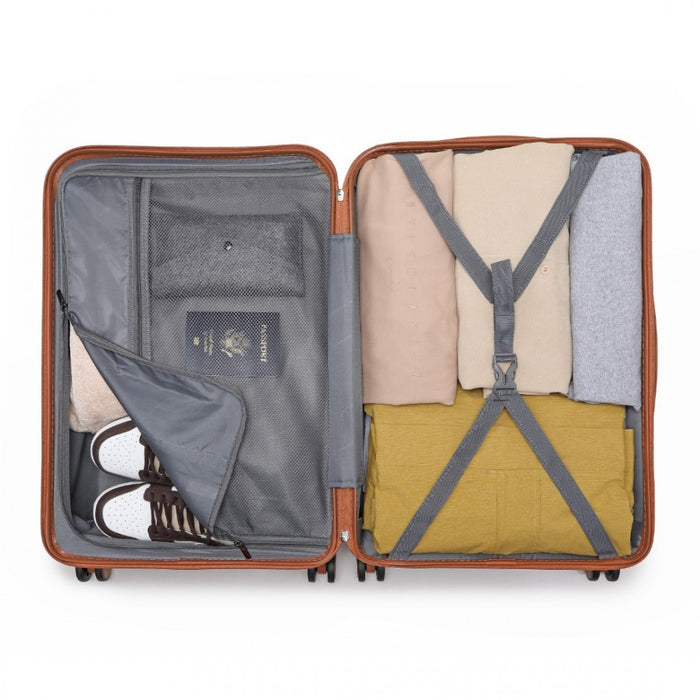 Polycarbonate and ABS Hard Shell Suitcase with TSA Lock – 24-Inch – K2391L – White