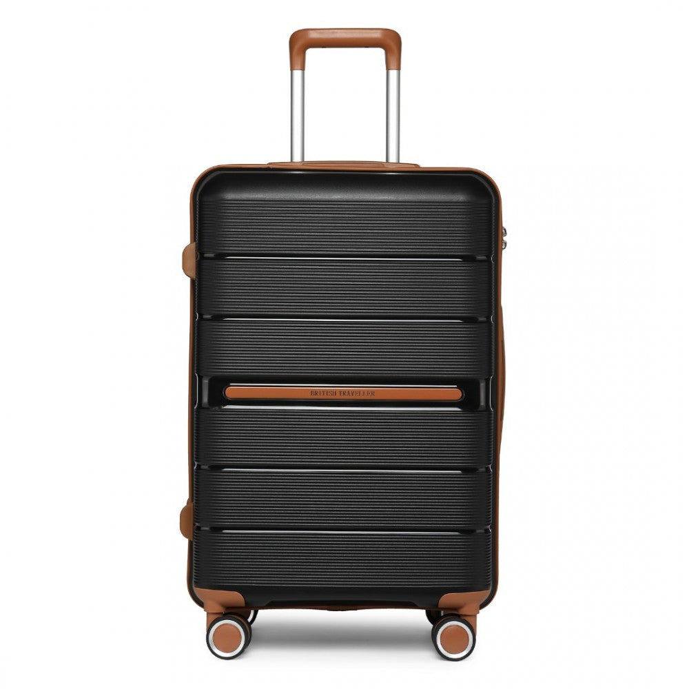 3-Piece Multi-Texture Polypropylene Hard Shell Suitcase Set with TSA Lock – Black