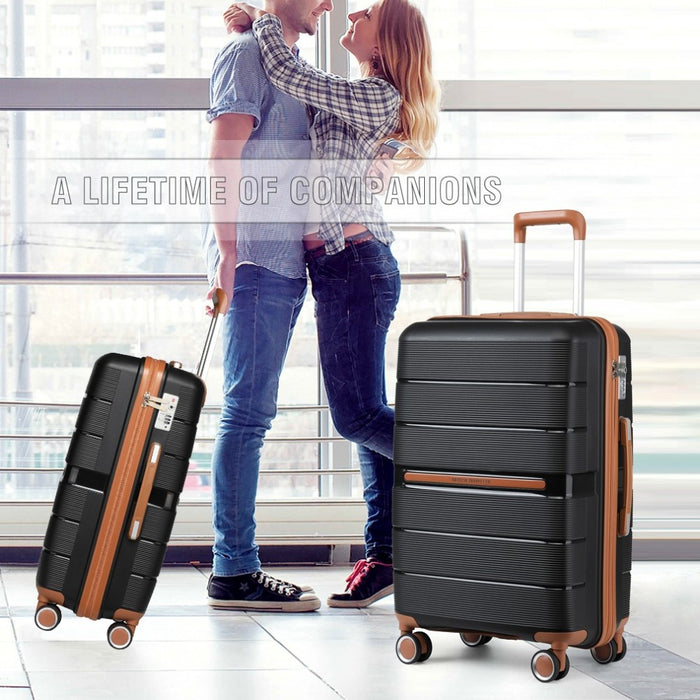 Multi-Texture Polypropylene Hard Shell Suitcase with TSA Lock – 28-Inch – Black