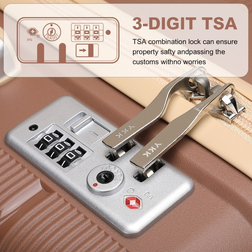 Multi-Texture Polypropylene Hard Shell Suitcase with TSA Lock – 20-Inch – Brown and Apricot