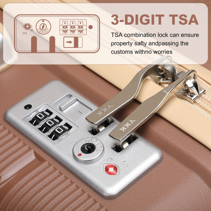 Multi-Texture Polypropylene Hard Shell Suitcase with TSA Lock – 28-Inch – Brown and Apricot