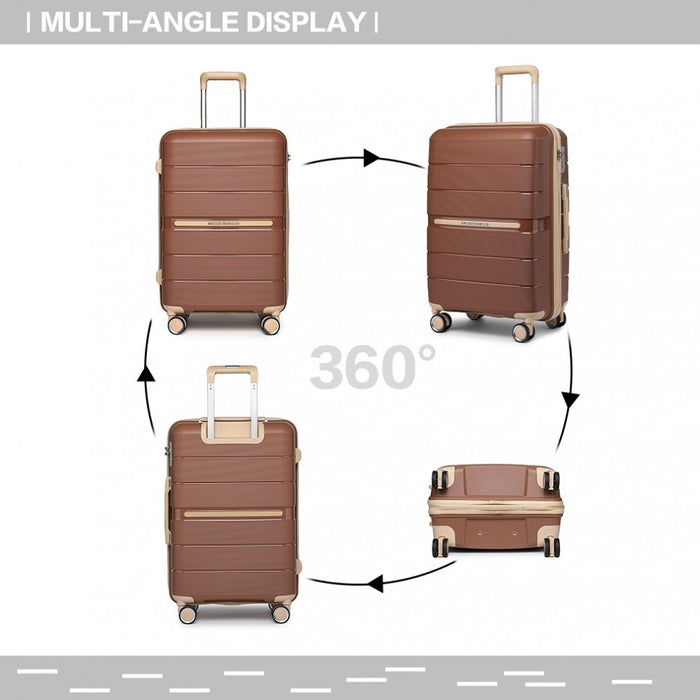Multi-Texture Polypropylene Hard Shell Suitcase with TSA Lock – 20-Inch – Brown and Apricot