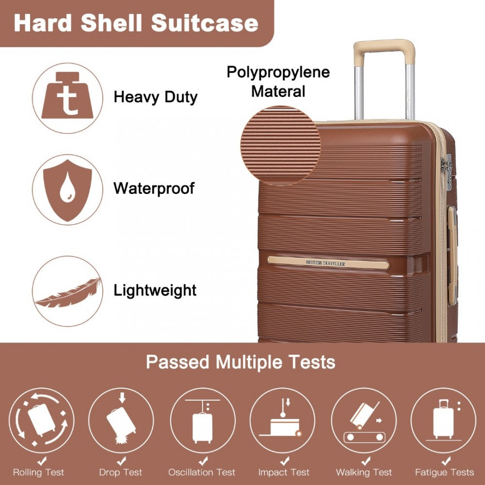 Multi-Texture Polypropylene Hard Shell Suitcase with TSA Lock – 20-Inch – Brown and Apricot