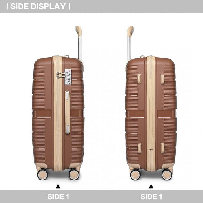 Multi-Texture Polypropylene Hard Shell Suitcase with TSA Lock – 20-Inch – Brown and Apricot
