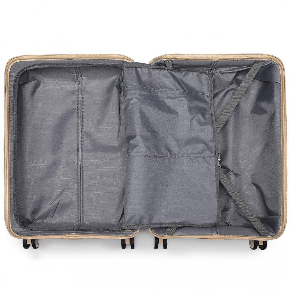 Multi-Texture Polypropylene Hard Shell Suitcase with TSA Lock – 20-Inch – Brown and Apricot
