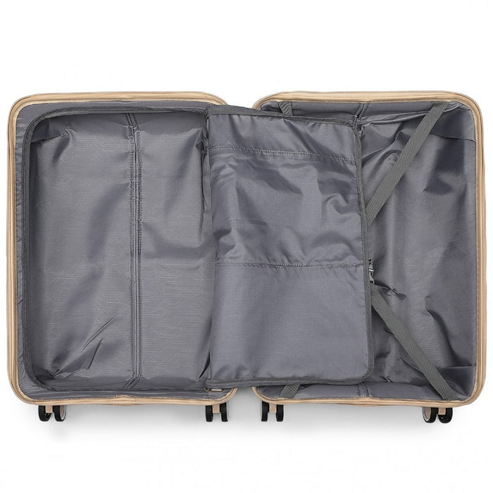 Multi-Texture Polypropylene Hard Shell Suitcase with TSA Lock – 28-Inch – Brown and Apricot