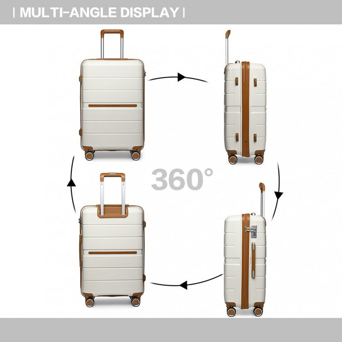 Multi-Texture Polypropylene Hard Shell Suitcase with TSA Lock – 24-Inch – Cream