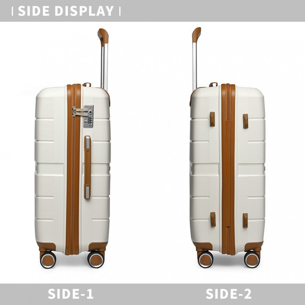 Multi-Texture Polypropylene Hard Shell Suitcase with TSA Lock – 24-Inch – Cream