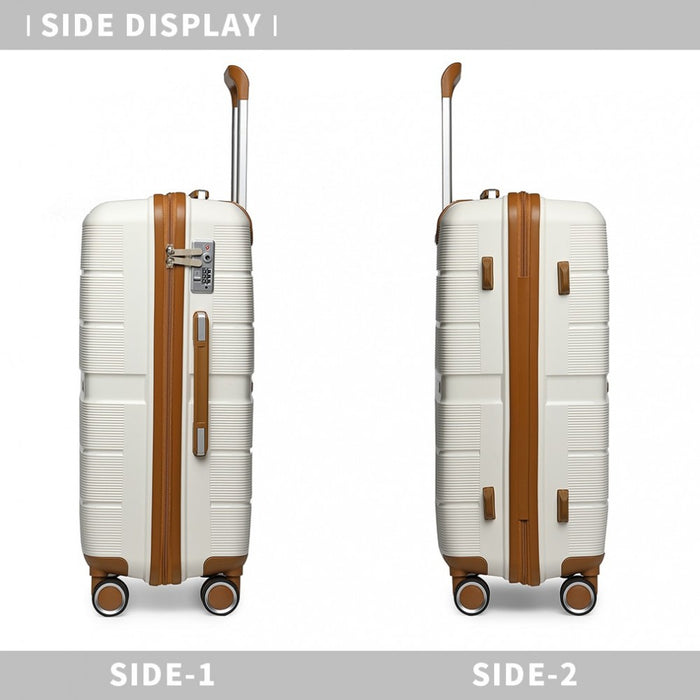Multi-Texture Polypropylene Hard Shell Suitcase with TSA Lock – 24-Inch – Cream