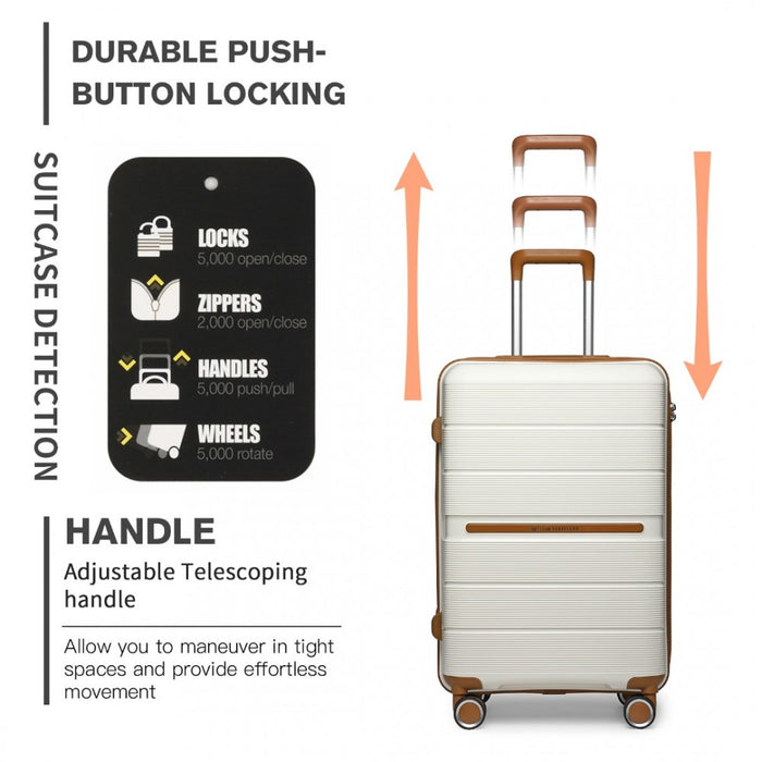 Multi-Texture Polypropylene Hard Shell Suitcase with TSA Lock – 20-Inch – Cream