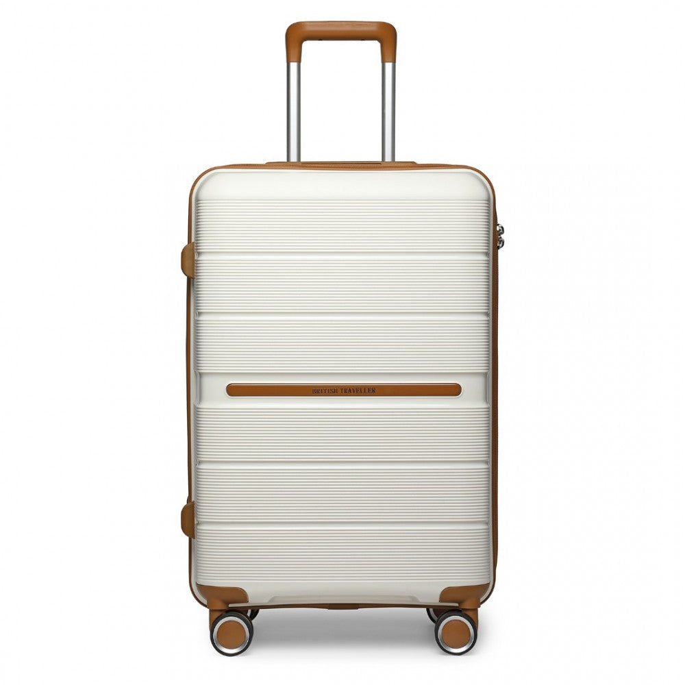 Multi-Texture Polypropylene Hard Shell Suitcase with TSA Lock – 24-Inch – Cream