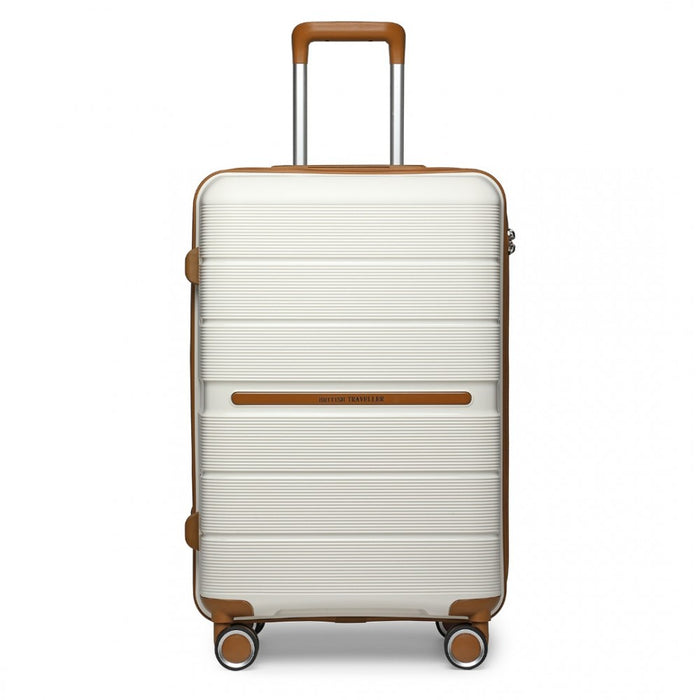 Multi-Texture Polypropylene Hard Shell Suitcase with TSA Lock – 24-Inch – Cream