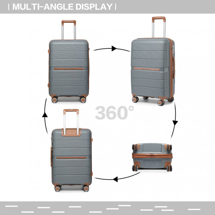 Multi-Texture Polypropylene Hard Shell Suitcase with TSA Lock – 20-Inch – Grey and Brown