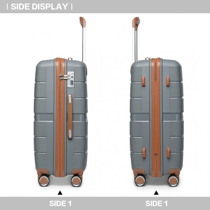 Multi-Texture Polypropylene Hard Shell Suitcase with TSA Lock – 20-Inch – Grey and Brown