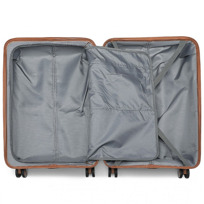 Multi-Texture Polypropylene Hard Shell Suitcase with TSA Lock – 20-Inch – Grey and Brown