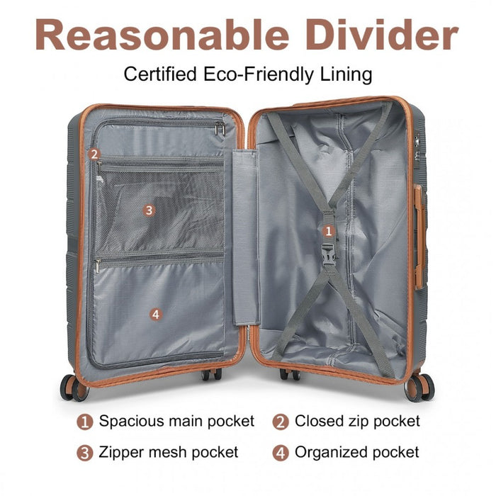 Multi-Texture Polypropylene Hard Shell Suitcase with TSA Lock – 20-Inch – Grey and Brown