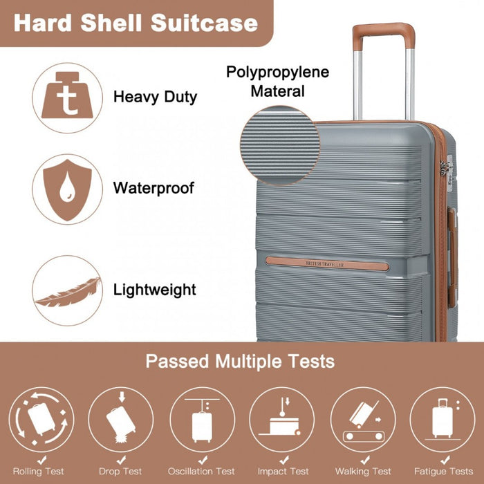 Multi-Texture Polypropylene Hard Shell Suitcase with TSA Lock – 20-Inch – Grey and Brown