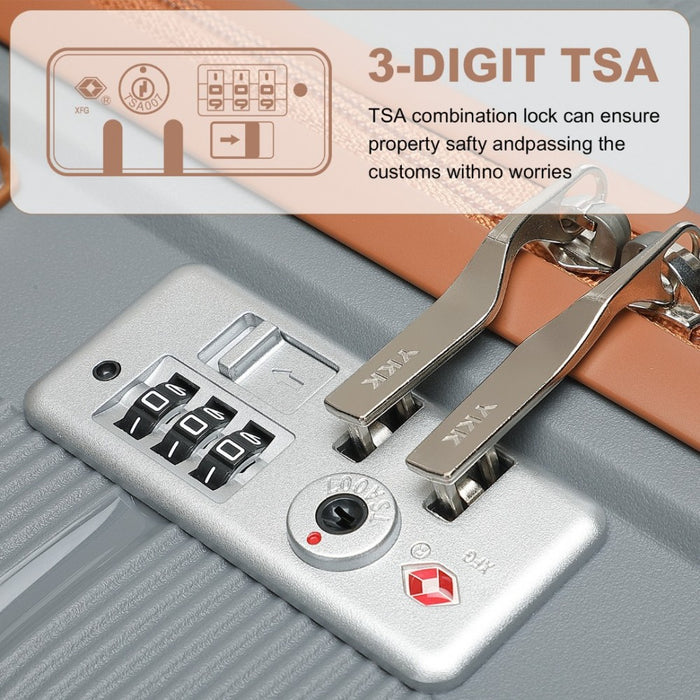Multi-Texture Polypropylene Hard Shell Suitcase with TSA Lock – 20-Inch – Grey and Brown
