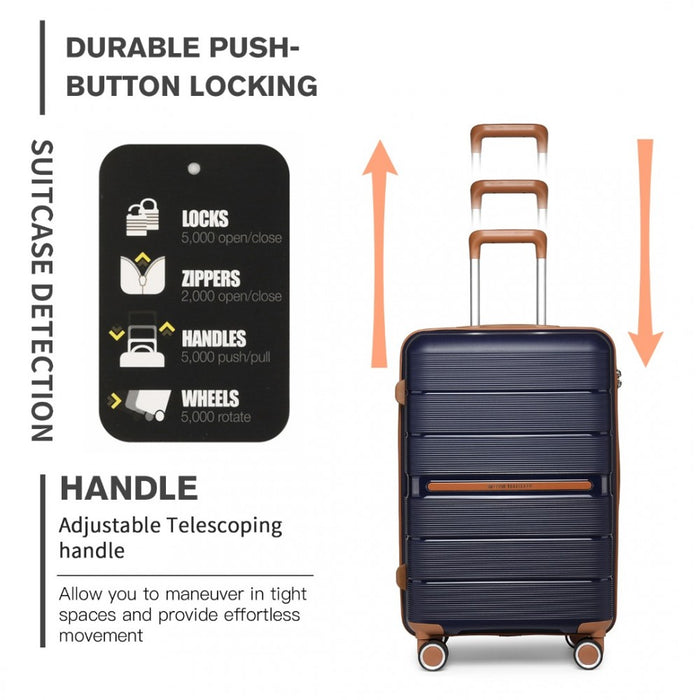 Multi-Texture Polypropylene Hard Shell Suitcase with TSA Lock – 24-Inch – Navy