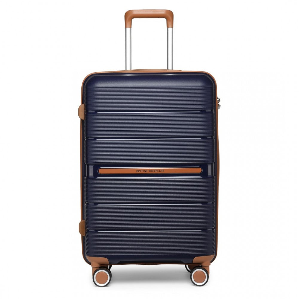 3-Piece Multi-Texture Polypropylene Hard Shell Suitcase Set with TSA Lock – Navy