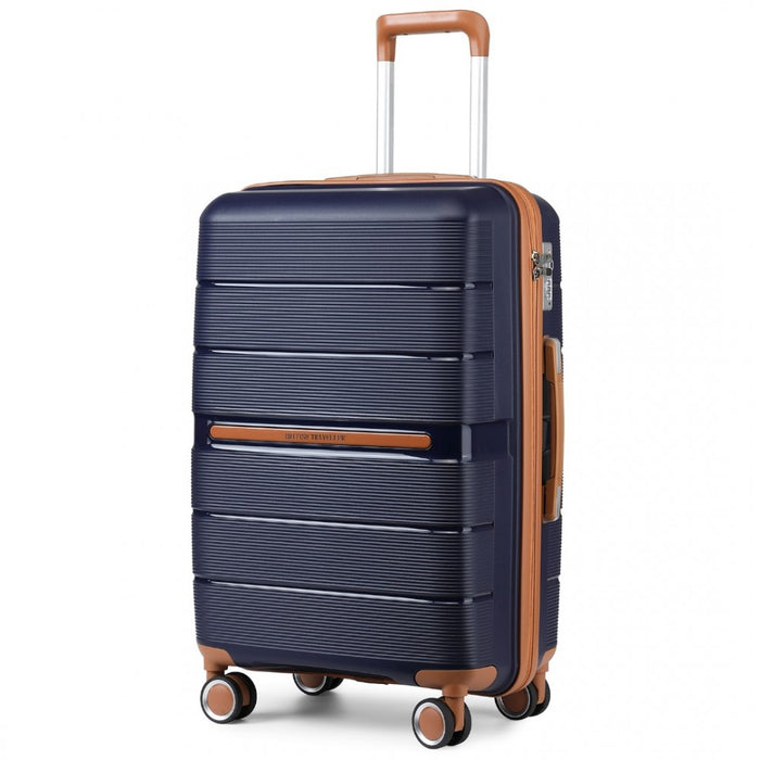 Multi-Texture Polypropylene Hard Shell Suitcase with TSA Lock – 20-Inch – Navy
