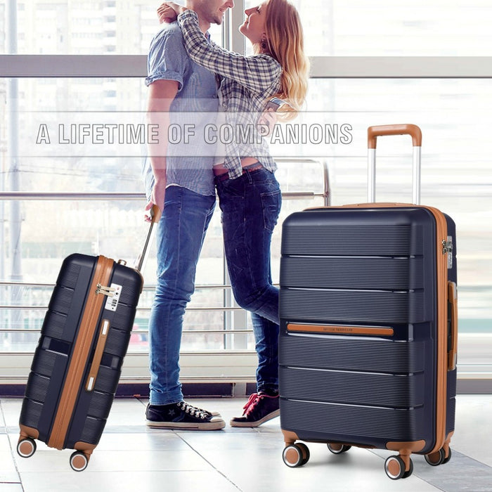 Multi-Texture Polypropylene Hard Shell Suitcase with TSA Lock – 28-Inch – Navy