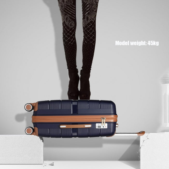 Multi-Texture Polypropylene Hard Shell Suitcase with TSA Lock – 28-Inch – Navy