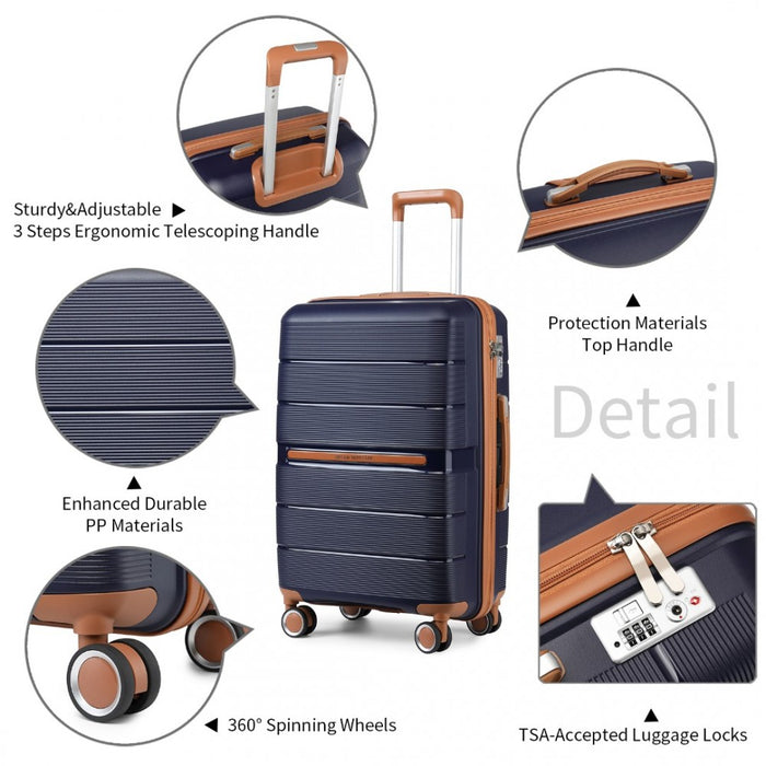 Multi-Texture Polypropylene Hard Shell Suitcase with TSA Lock – 28-Inch – Navy