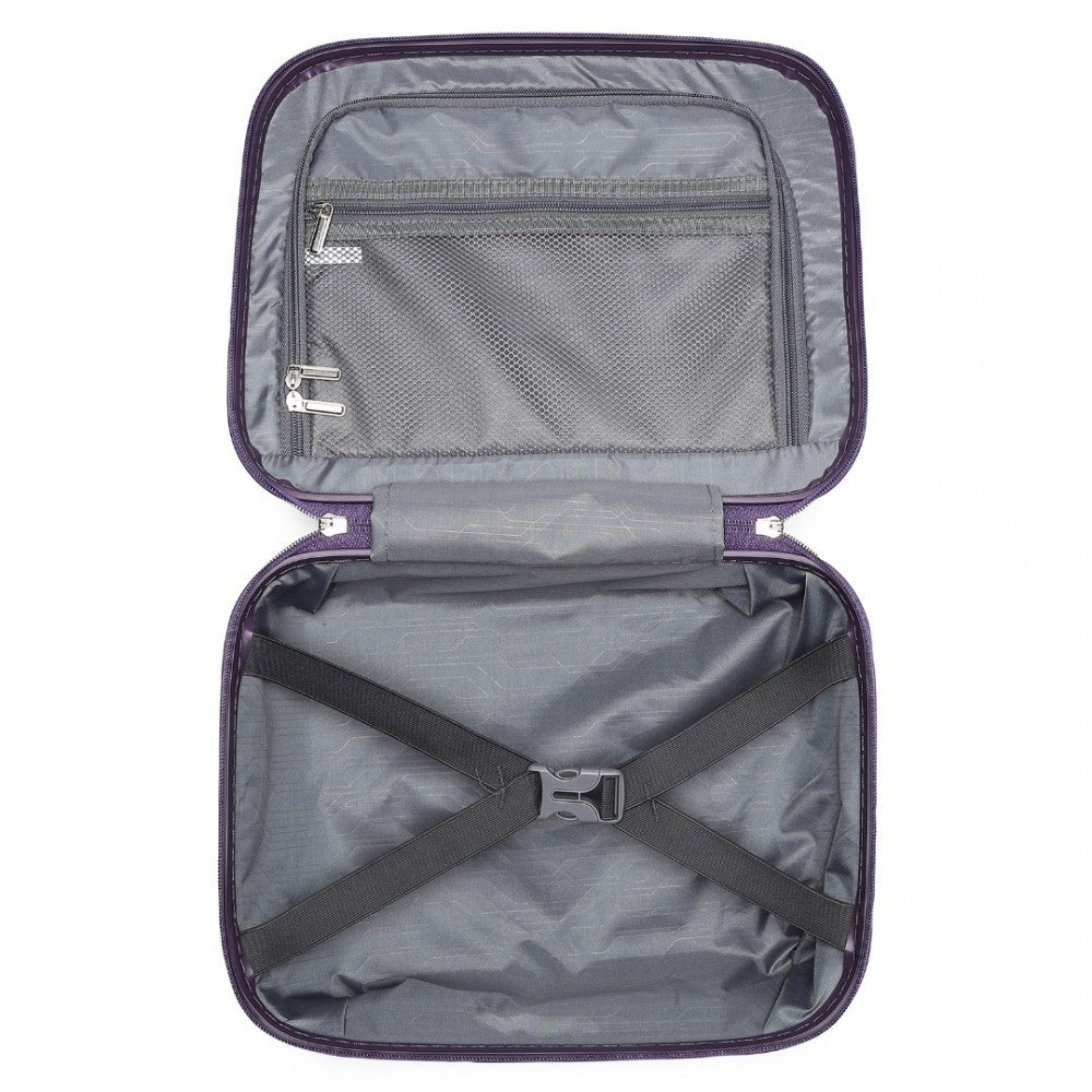 4-Piece Spinner PP Hard Shell Suitcase Set with TSA Lock and Vanity Case – Purple