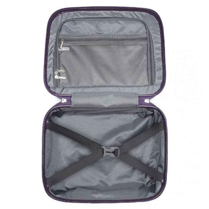 4-Piece Spinner PP Hard Shell Suitcase Set with TSA Lock and Vanity Case – Purple