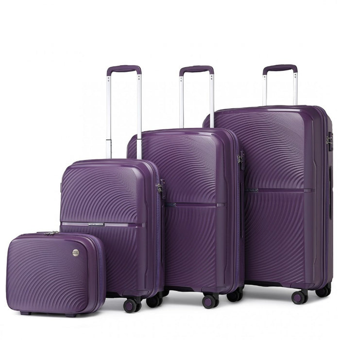 4-Piece Spinner PP Hard Shell Suitcase Set with TSA Lock and Vanity Case – Purple
