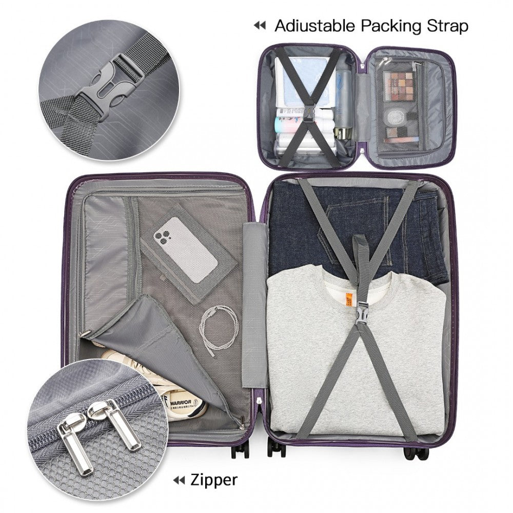 4-Piece Spinner PP Hard Shell Suitcase Set with TSA Lock and Vanity Case – Purple